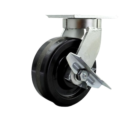 Service Caster 8'' Extra Heavy Duty Phenolic Wheel Swivel Caster with Brake and Swivel Lock CRAN-SCC-KP92S830-PHR-SLB-BSL